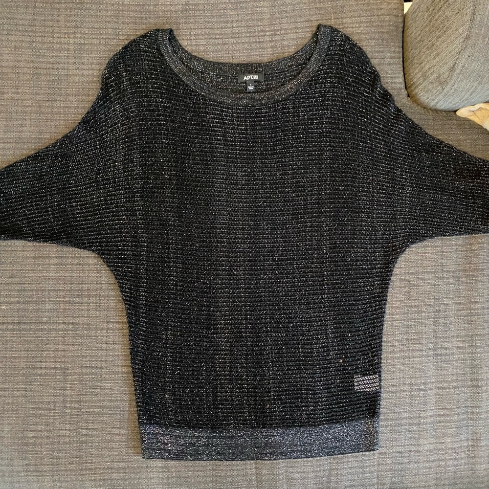 Apt. 9 Women's Shimmering Black Crew Neck Sweater